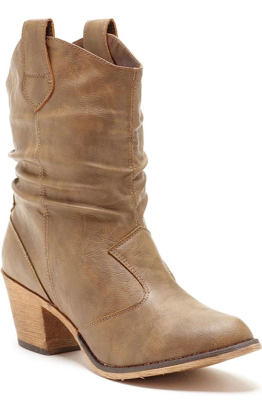 Charles Albert Women's Modern Western Cowboy Distressed Boots Mocha Size 8